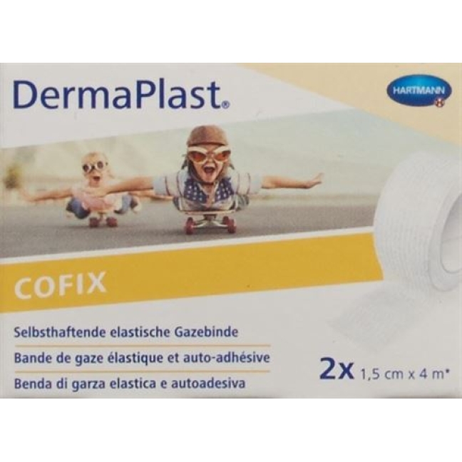 Dermaplast Cofix марлевый бинт 1.5смx4m Weiss 2 штуки