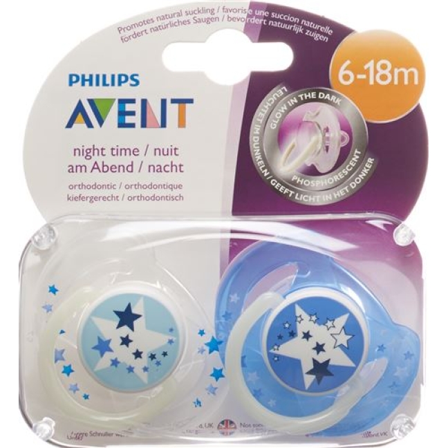 Avent Philips Beruhig Nuggi Si 6-18 Mt Nacht 2 штуки