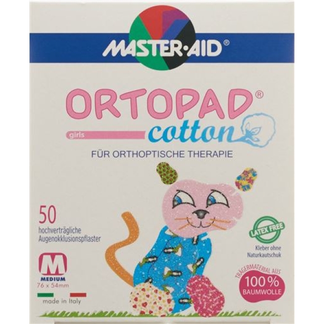 Ortopad Cotton Occlusionspfl Med Girls 2-4j 50 штук