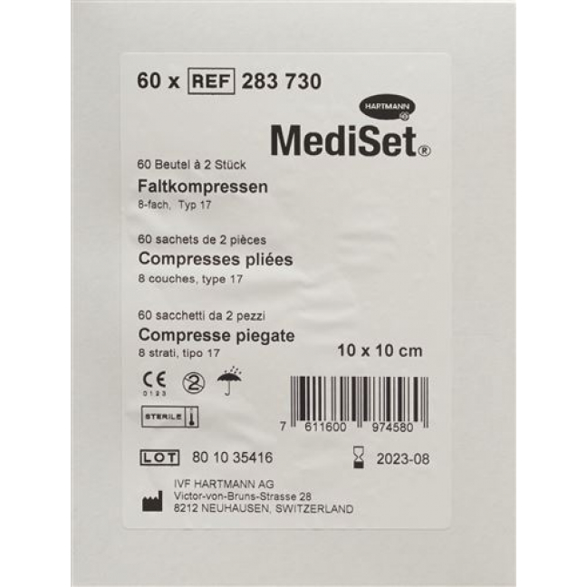 MediSet Faltkompressen Typ 17 8-fach 10x10см 60x 2 штуки