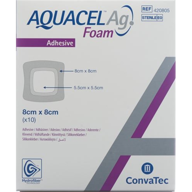 Aquacel Ag Foam 8x8см Adhesive 10 штук