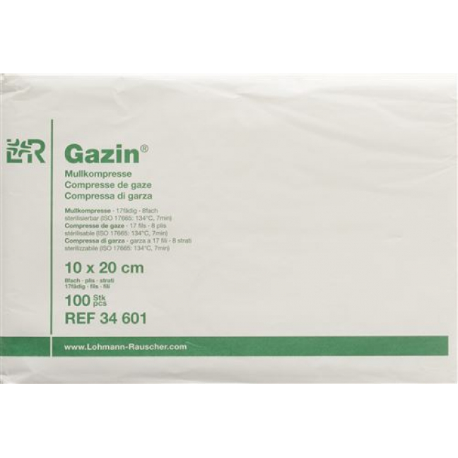 Gazin Mullkompresse 10x20см 8-fach 17-fadig 100 штук