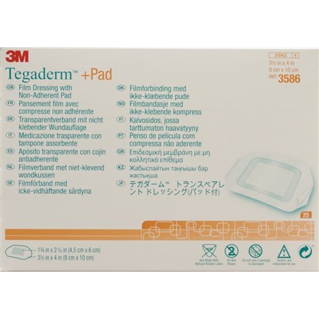 3M Tegaderm + Pad 9x10см / Wundkissen 4.5x6см 25 штук