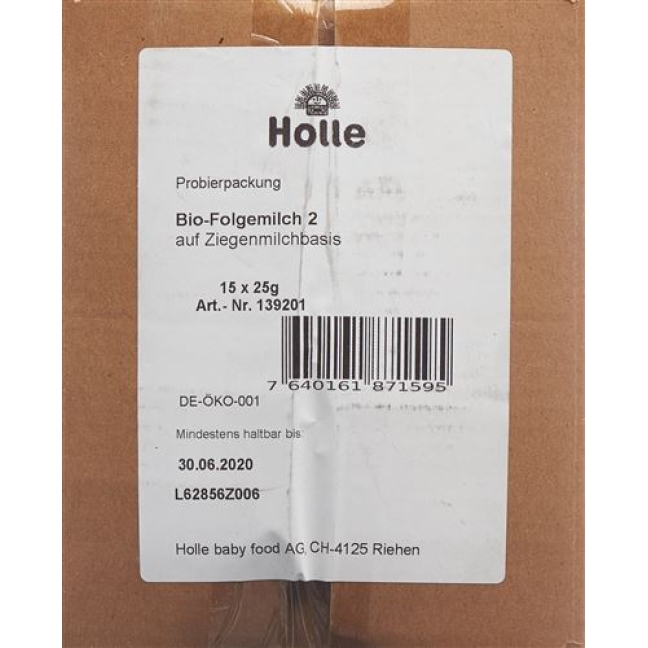 Holle Folgemilch 2 Ziegenmilchb Bio Probe 25г