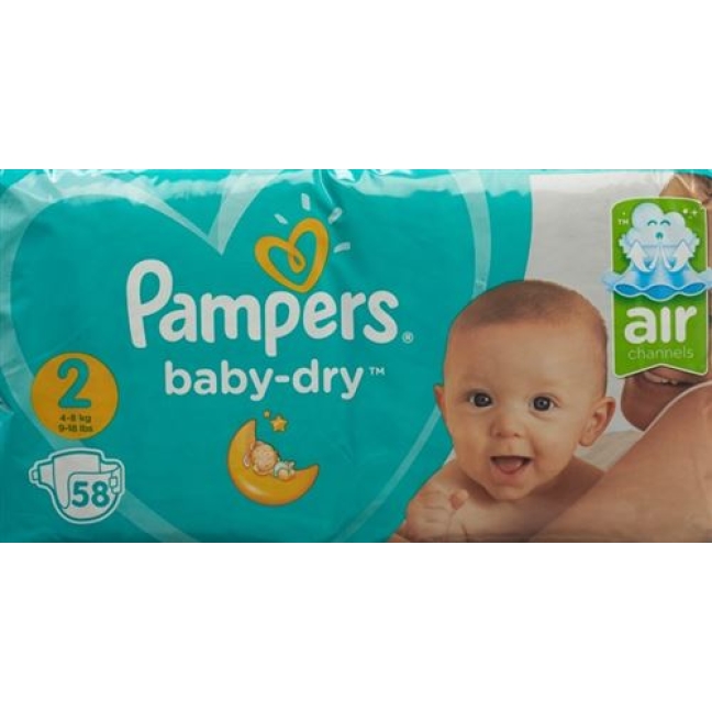 Pampers Baby Dry размер 2 3-6кг Mini Sparpack 58 штук