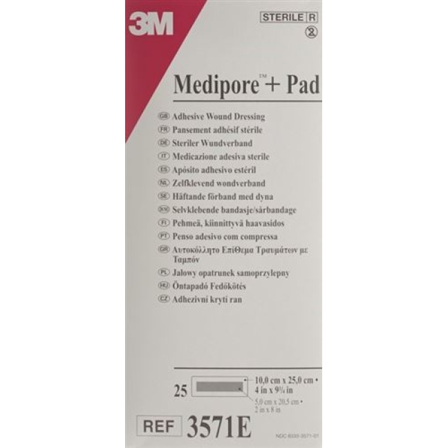 3M Medipore + Pad 10x25см / Wundkissen 5x20.5см 25 штук