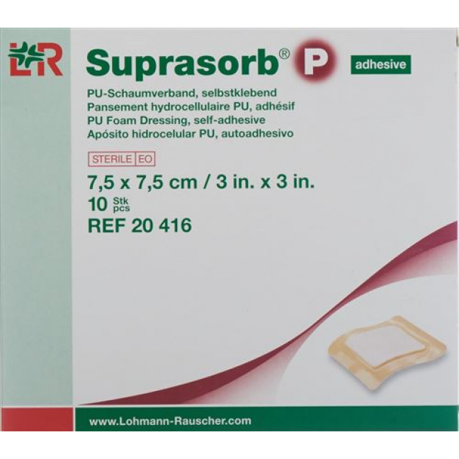 Suprasorb P Schaumverband 7.5x7.5см Adhesiv 10 штук