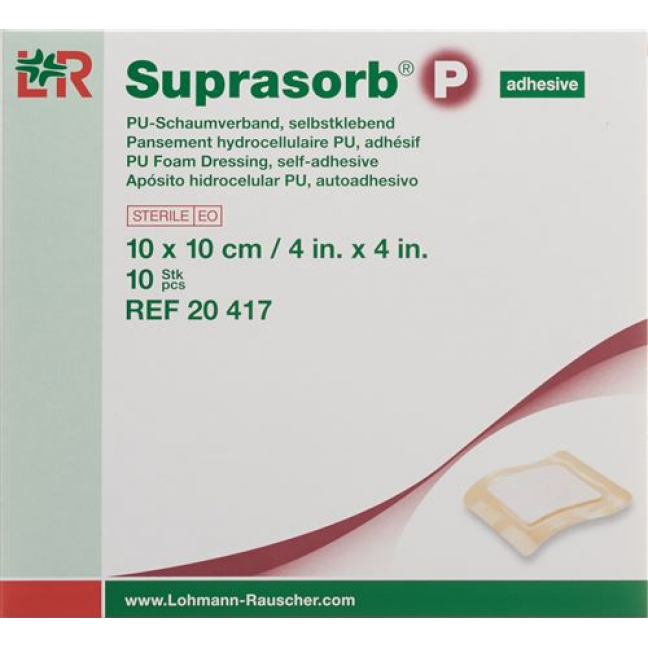 Suprasorb P Schaumverband 10x10см Adhesive 10 штук