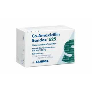 CO Amoxicillin Sandoz 625 mg 10 Disp tablets