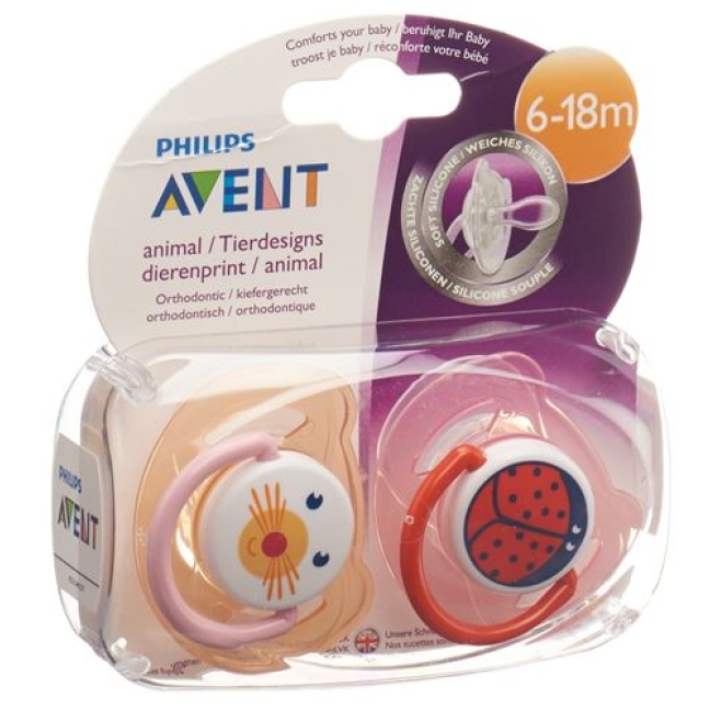 Avent Philips Beruhigungssaug Tier 6-18m Gi 2 штуки