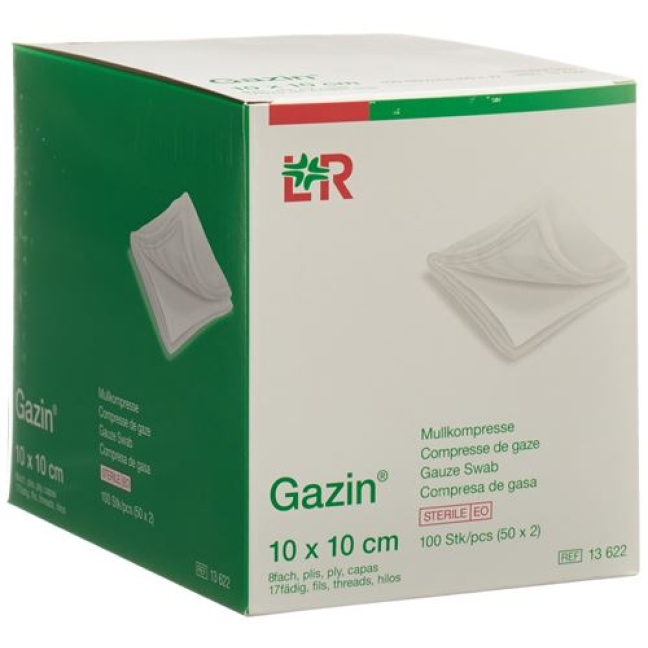 Gazin Mullkompresse 10x10см 8-fach стерильный 50x 2 штуки