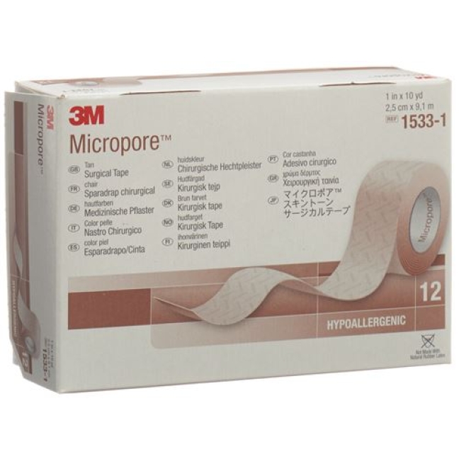 3M Micropore Heftpfl O Disp Hf 25ммx9.14m 12 штук