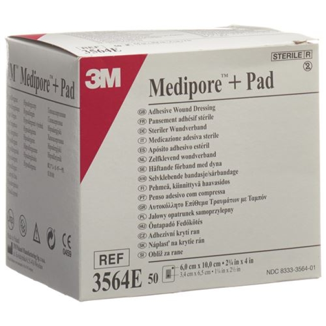 3M Medipore + Pad 6x10см / Wundkissen 3.4x6.5см 50 штук