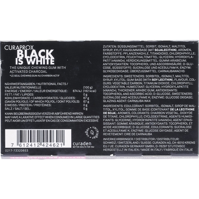 Курапрокс Black Is White жевательная резинка 12 шт.