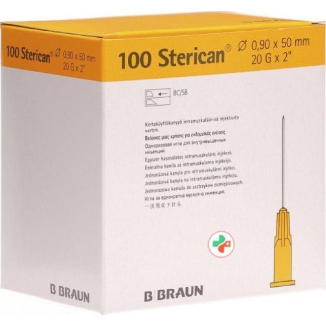 Sterican Nadel 20г 0.90x50мм Gelb Luer 100 штук