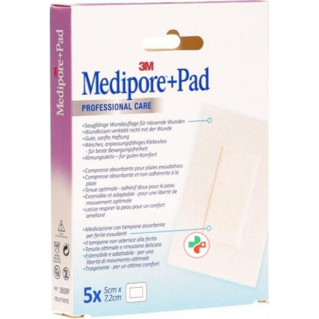 3M Medipore + Pad 5x7.2см / Wundkissen 2.8x3.8см 5 штук