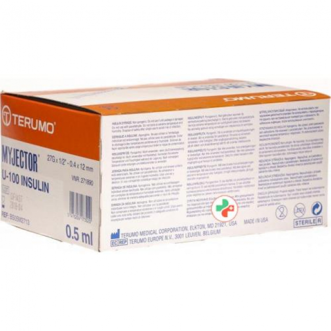 Terumo Myjector U-100 Insulin-Spritzen 27г 12x0.4мм 100x 0.5мл