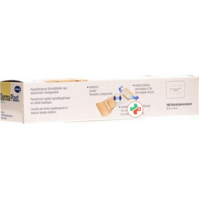 Dermaplast Textil Centro 3см x 4см Beige 100 штук