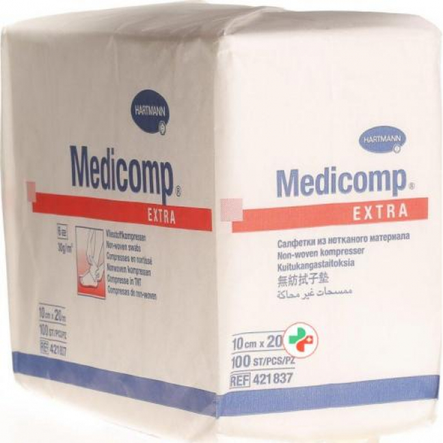 Medicomp Extra Vlieskompressen 10x20см Nicht Steril 100 штук