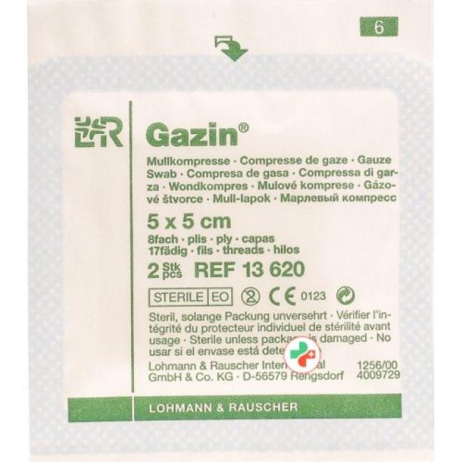 Gazin Mullkompresse 5x5см 8-fach стерильный 50x 2 штуки