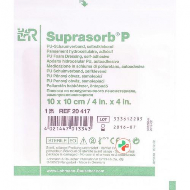 Suprasorb P Schaumverband 10x10см Adhesive 10 штук