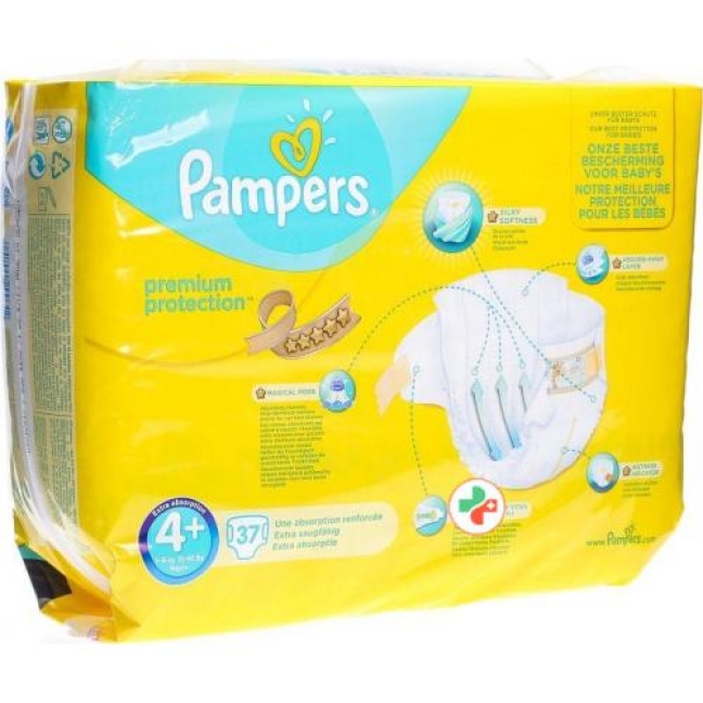 Pampers Premium Prot размер 4+ 9-18кг Sparpack 37 штук