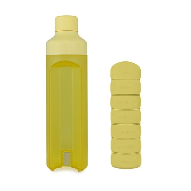 YOS Bottle Wochendispenser 375ml mit 7Fächern gelb