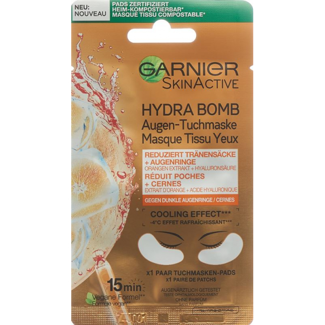 GARNIER Augen-Tuchmaske Orange Hyaluron