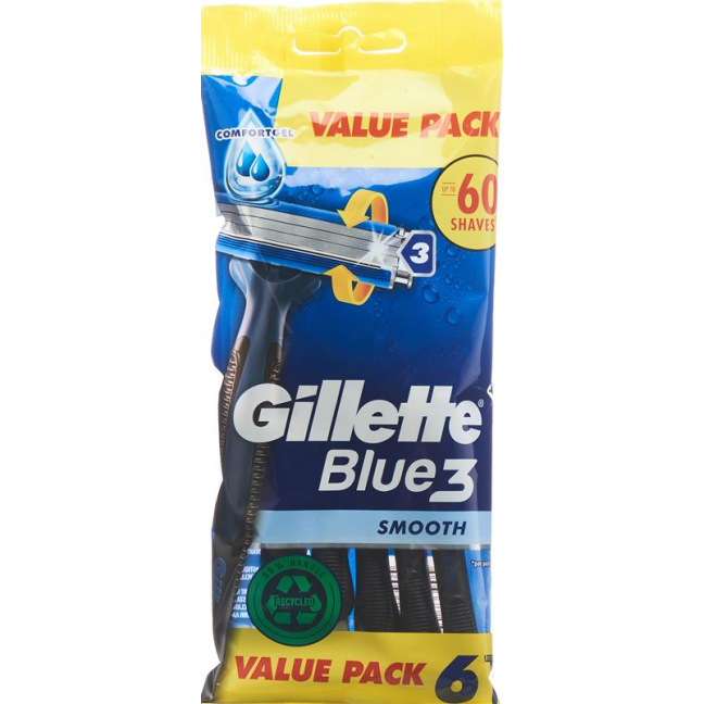 Бритвы Gillette Blue 3 гладкие одноразовые 6 шт.