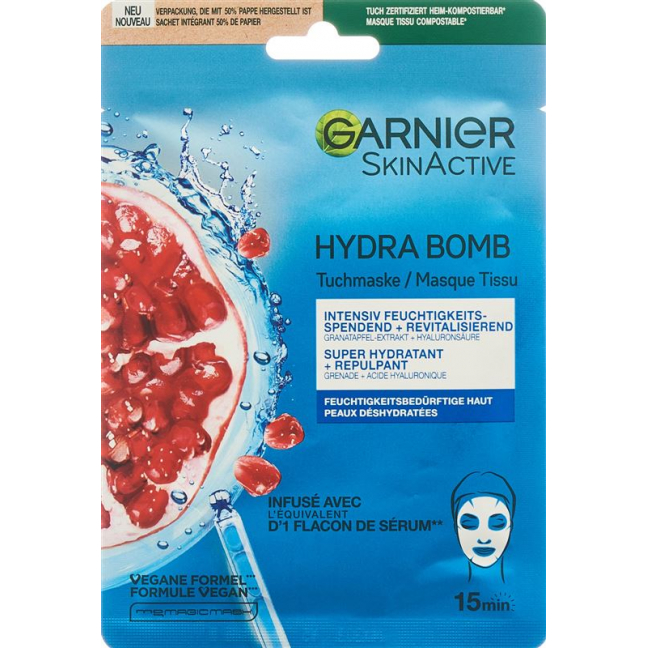 GARNIER Hydra Bomb Tuchmaske Granatapfel