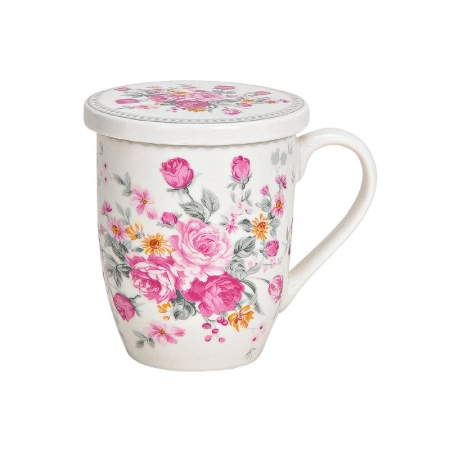 HERBORISTERIA Tasse Pink Roses mit Sieb