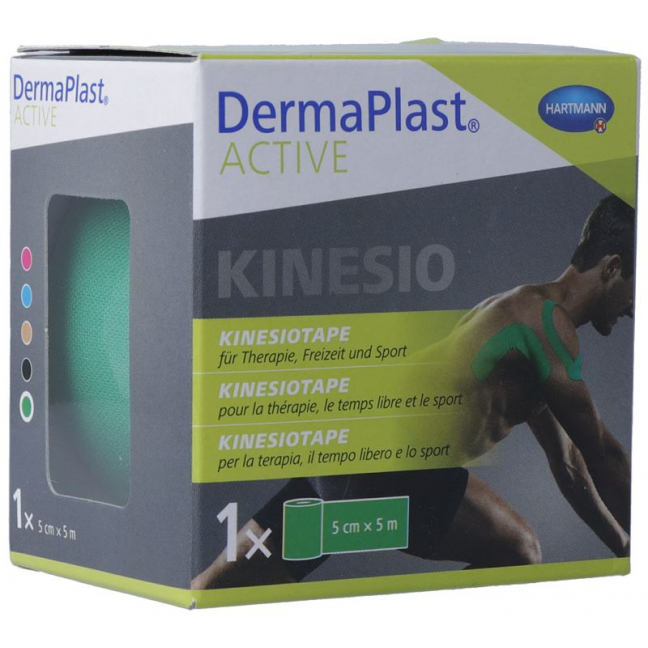 Кинезиотейп DermaPlast Active 5смх5м зеленый