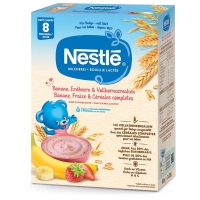 Молочная каша Nestlé Банан Клубника и цельнозерновые хлопья 8 месяцев 450 г Молочная каша Nestlé Банан Клубника и цельнозерновые хлопья 8 месяцев 450 г