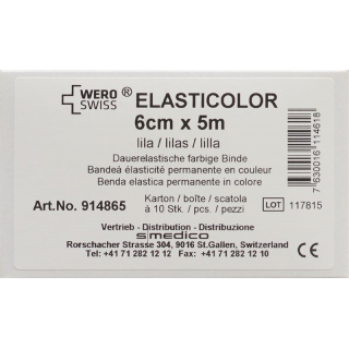 Бинты эластичные Wero Elasticolor 5мх6см, фиолетовые, 10 шт.