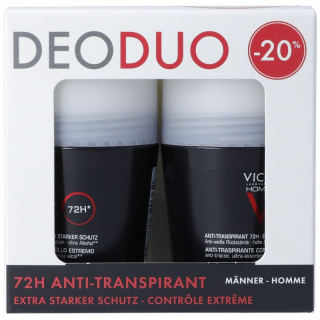 Роликовый антиперспирант Vichy DeoDuo Homme 72H, сверхсильная защита, 2x 50 мл